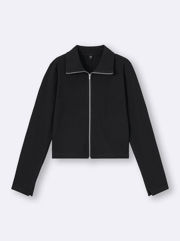 2026gu春値下げ女性おすすめリブダブルジップカーディガン