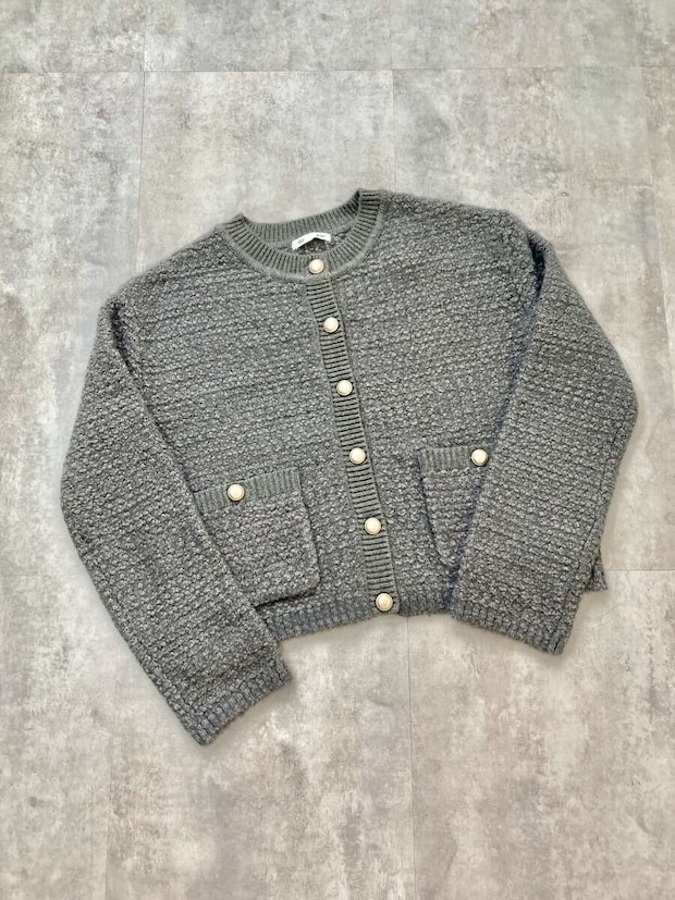 GU　ツイーディーニットカーディガン　着用イメージ