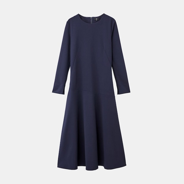 PLSTのジョーゼットジャージーフレアワンピース