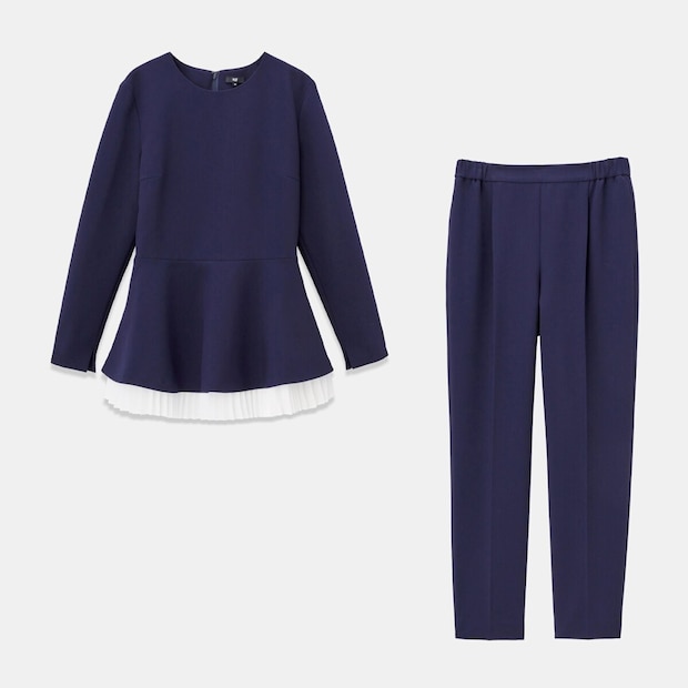 PLSTのダブルクロスプリーツレイヤードセットアップ