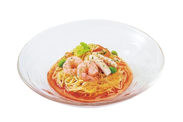 ミスタードーナツのトマト海鮮野菜涼風麺 レモンジュレ添えのビジュアル