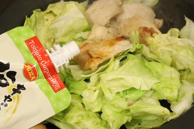 ダイソー　キャベツの塩たれ　キャベツ　使用例　炒め料理