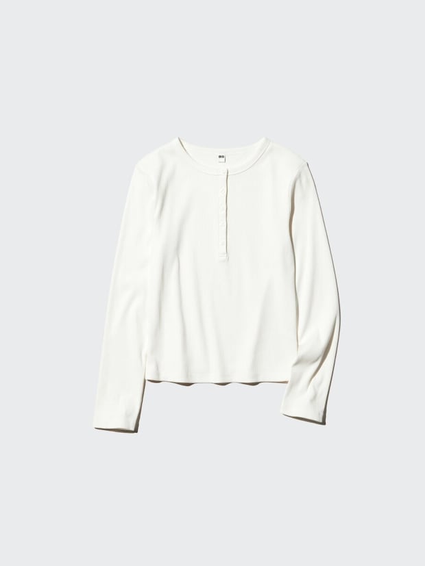 2026ユニクロ春大人女性おすすめリブヘンリーネックT 長袖