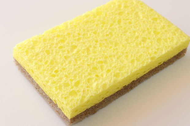 ダイソーのココナッツスクラブセルローススポンジ（2個）の黄色い面