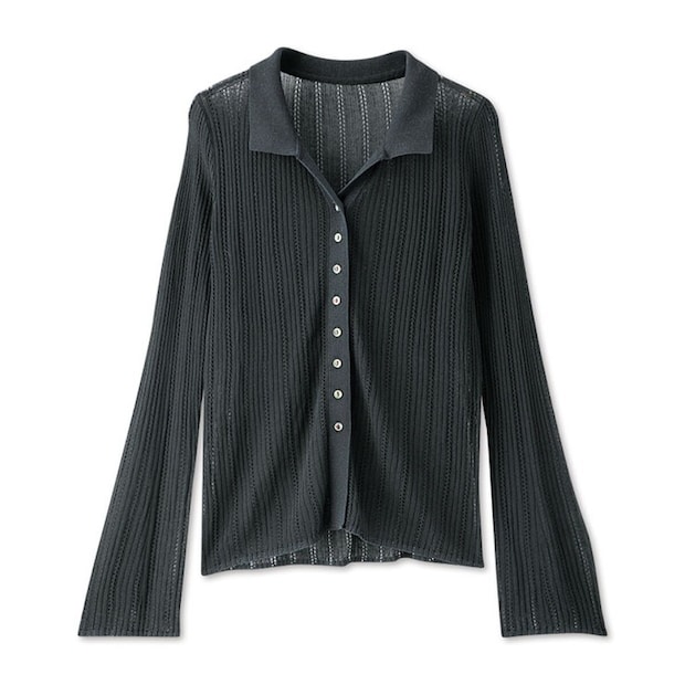 しまむらの襟付きニットカーディガン（MUMU）