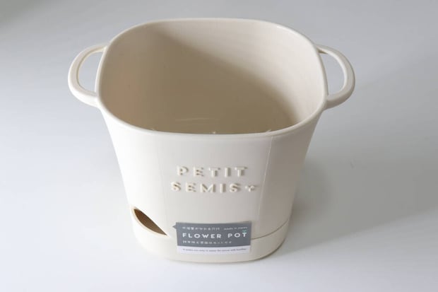 ダイソーのバスケットポット3号 アイボリー