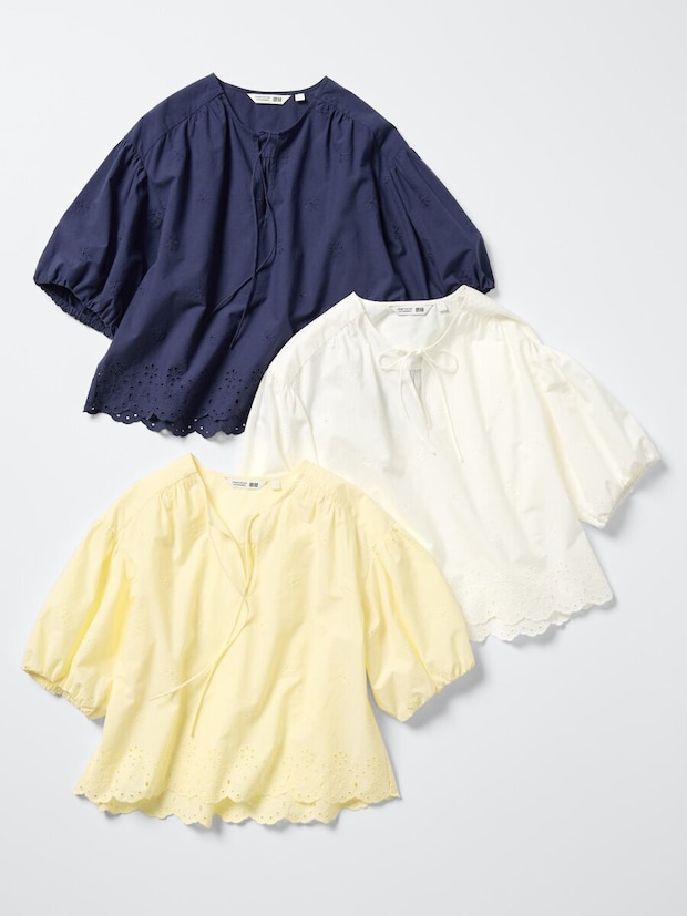 エンブロイダリーブラウス 2026春ユニクロ大人女性おすすめエンブロイダリーブラウス