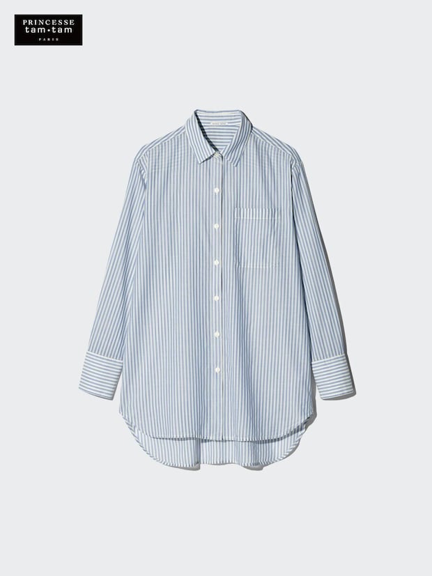 コットンロングシャツ 2026春ユニクロ大人女性おすすめコットンロングシャツ