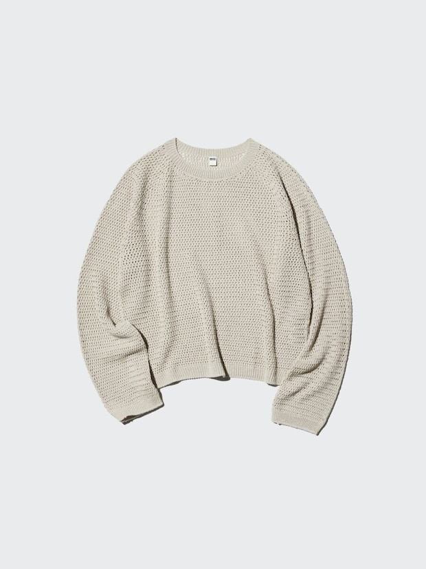 3Dメッシュクルーネックセーター 2026春ユニクロ大人女性おすすめ3Dメッシュクルーネックセーター