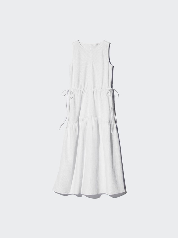 ユニクロ リネンブレンドティアードワンピース ユニクロのリネンブレンドティアードワンピース