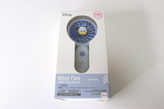 ダイソー ミニ扇風機、充電式、クリップスタンド付(ドナルド/デイジー) パッケージ ダイソー ミニ扇風機、充電式、クリップスタンド付(ドナルド/デイジー) パッケージ