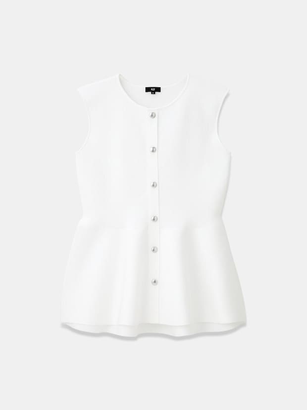 PLST ホールガーメント(R)ペプラムノースリーブセーター PLSTのホールガーメント(R)ペプラムノースリーブセーター