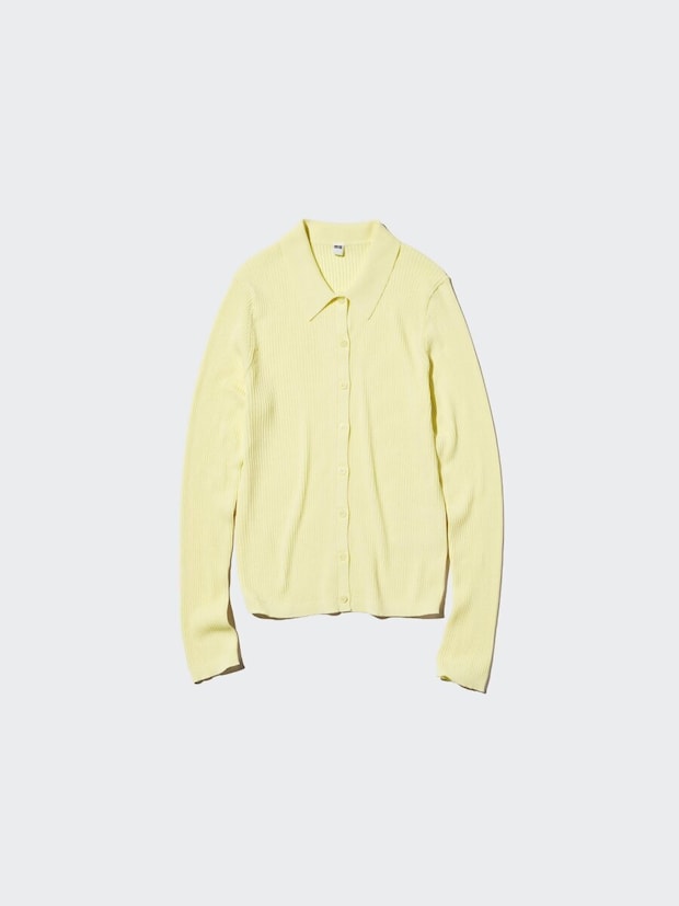 ユニクロのリブポロカーディガン