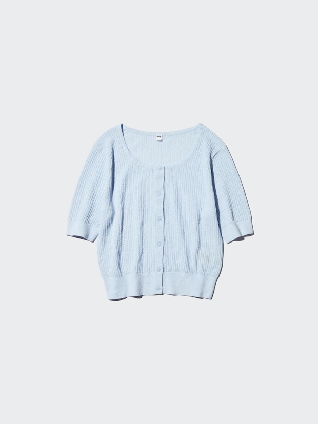 ユニクロ シアーレースクルーネックカーディガン ユニクロのシアーレースクルーネックカーディガン