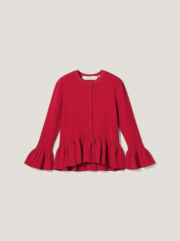 2026春gu大人女性おすすめリブフリルカーディガン