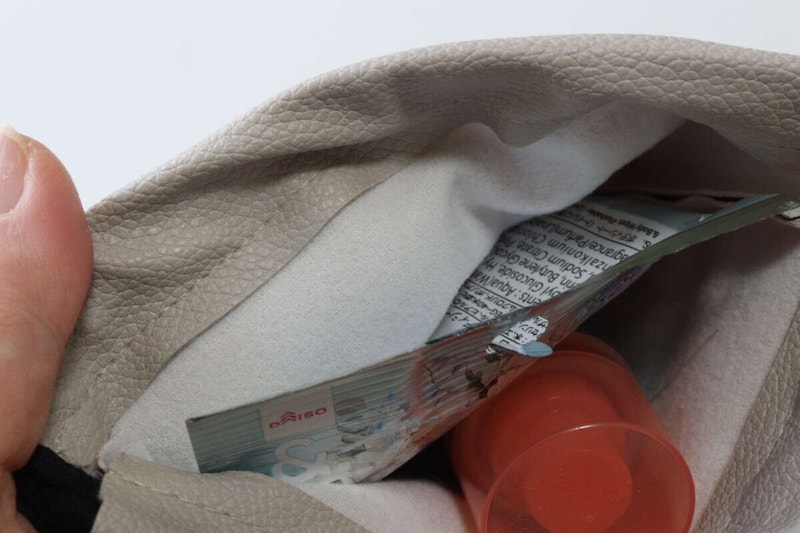 フェイクレザー巾着　裏地