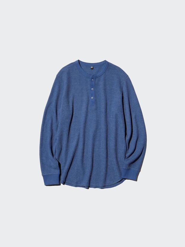 ユニクロのワッフルヘンリーネックTシャツ