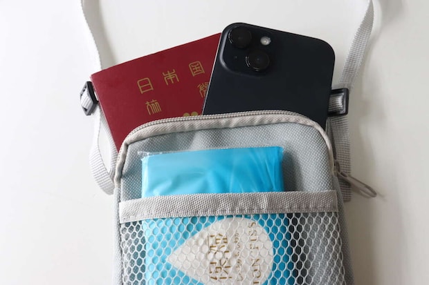 メッシュポケット付パスポートケース スモーキーカラー　収納例