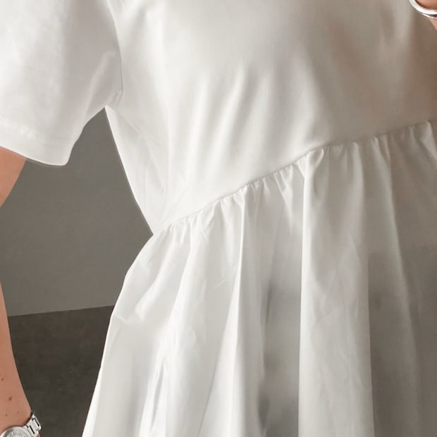 GU　布帛コンビネーションT　フレアデザイン　切り替え