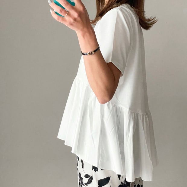 GU　布帛コンビネーションT　丈感　アシンメトリー