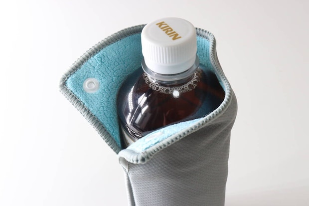 ペットボトルカバー グレー 350ml～500ml　スナップボタン