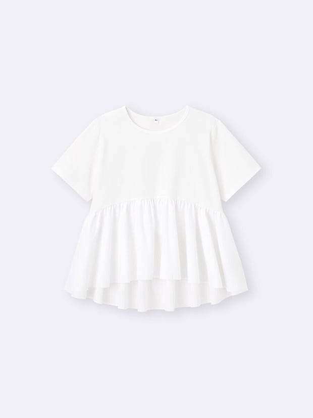 2026gu春甘め白布帛コンビネーションT