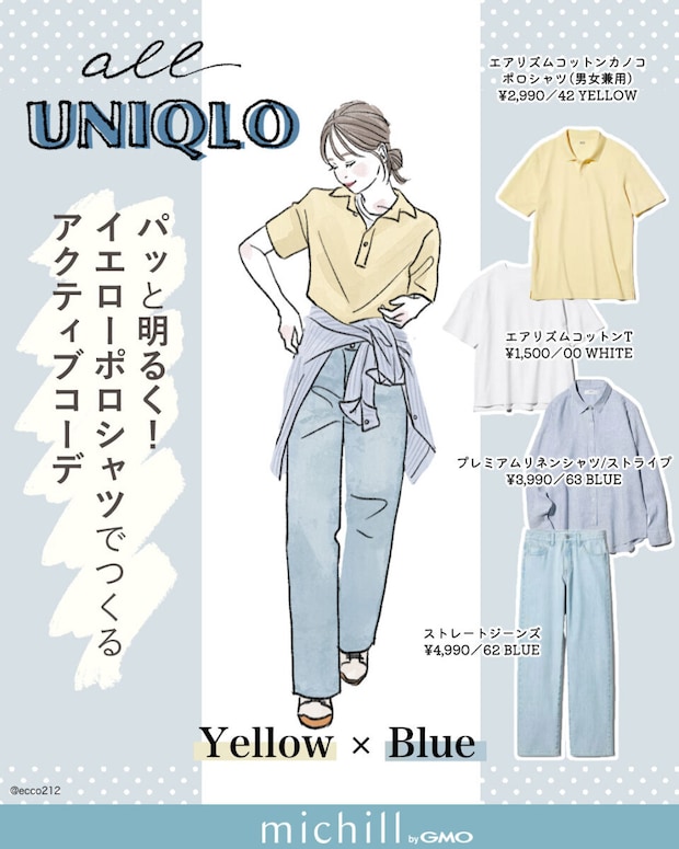 2026春夏ユニクロ上下イエローアクティブコーデ