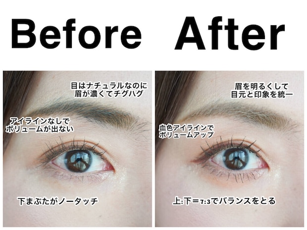 40代アイメイクのBeforeAfter比較