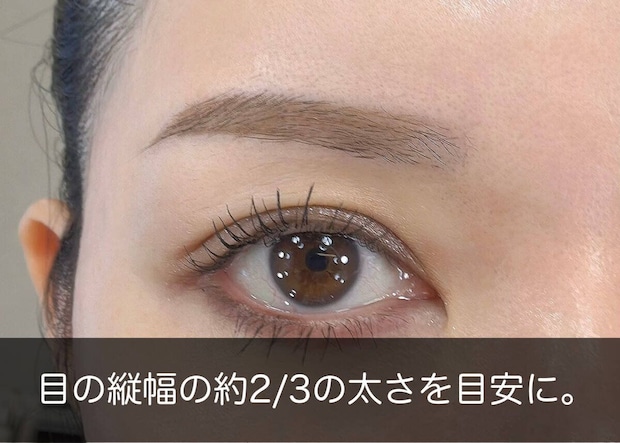 目の縦幅の約2/3を目安にした自然な太さの美眉 目の縦幅の約2/3を目安にした自然な太さの美眉