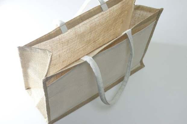 コットンポケット付ジュートバッグ（46cm×34cm×20cm）　自立