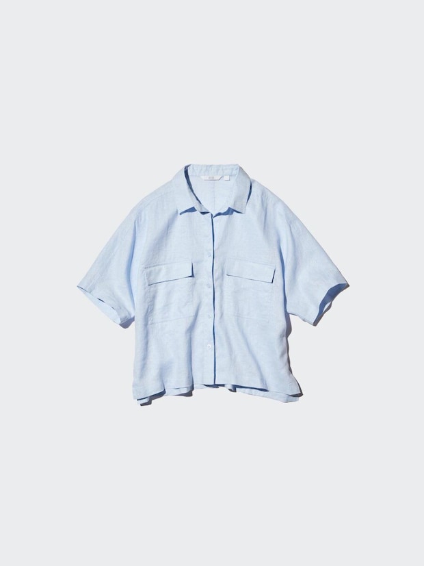 ユニクロのプレミアムリネンスキッパーボクシーシャツ