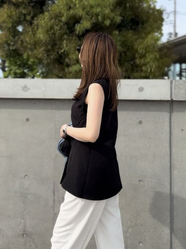 coca 2wayリボントップス coca 2wayリボントップス ヒップにかかる丈感の横シルエット