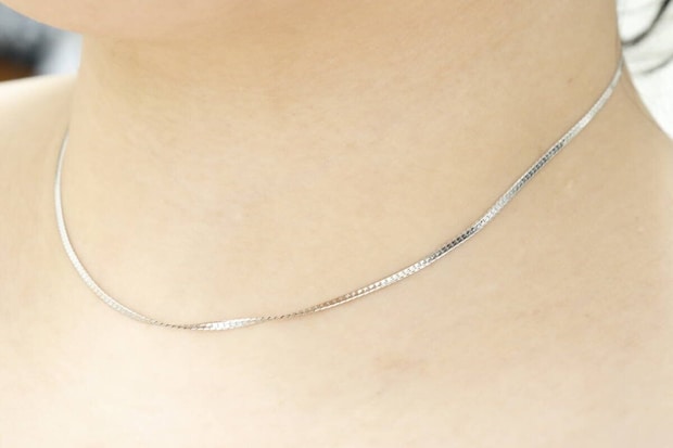 ダイソーのシンプルチェーンネックレス（B）着用