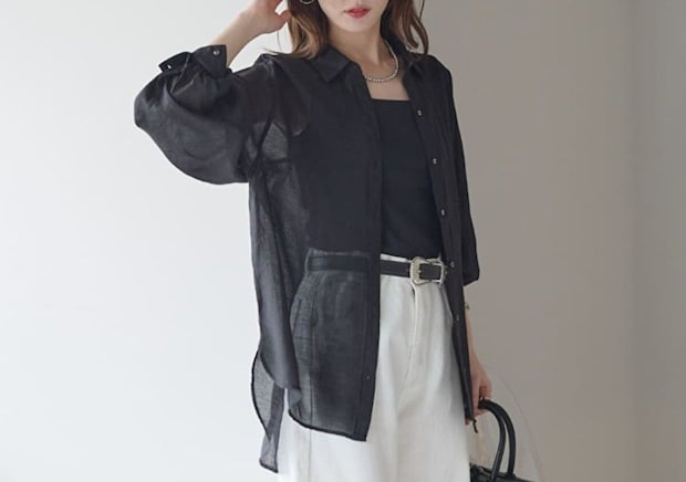 夏は黒シアーシャツで品よく涼やか♡ヘルシーな肌見せで垢抜ける！こなれスタイル5選