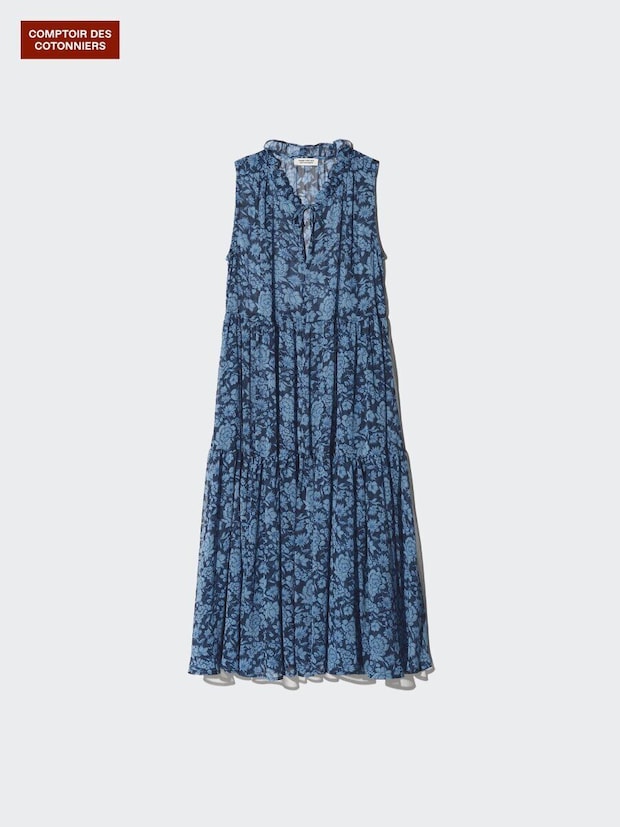 2026夏ユニクロ大人女性おすすめシフォンプリントロングワンピース
