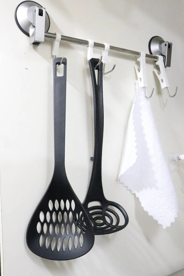 ダイソーのステンレス5連クリップ＆フックの使用例