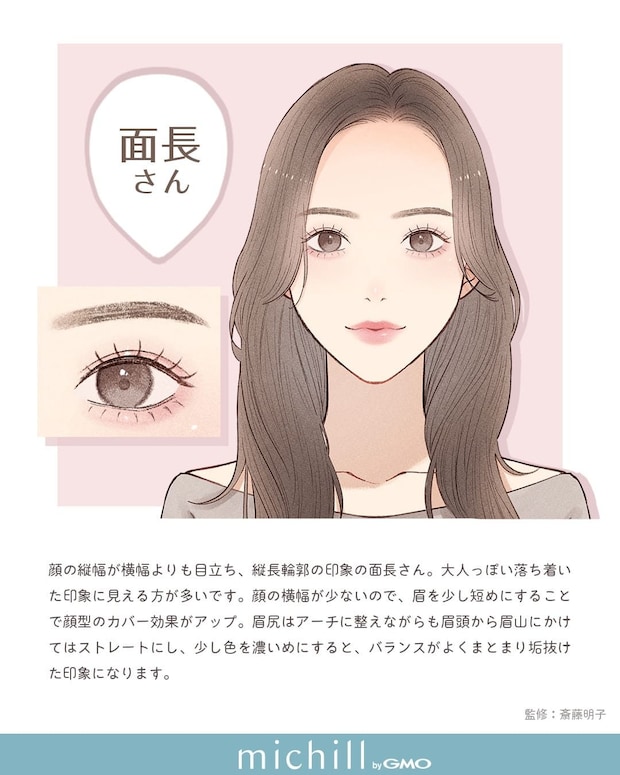 面長に似合うアーチ眉メイク 面長に似合うアーチ眉メイク