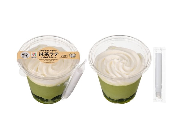 セブンイレブンのまぜまぜスイーツ 抹茶ラテ わらびもち入り