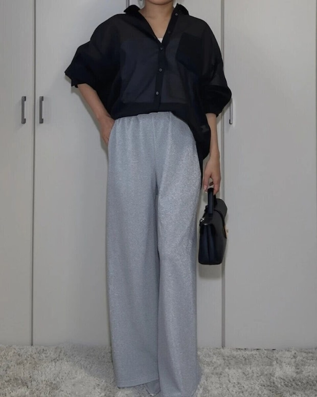 2026夏gu大人女性おすすめ黒シアードルマンスリーブシャツ着回しコーデ