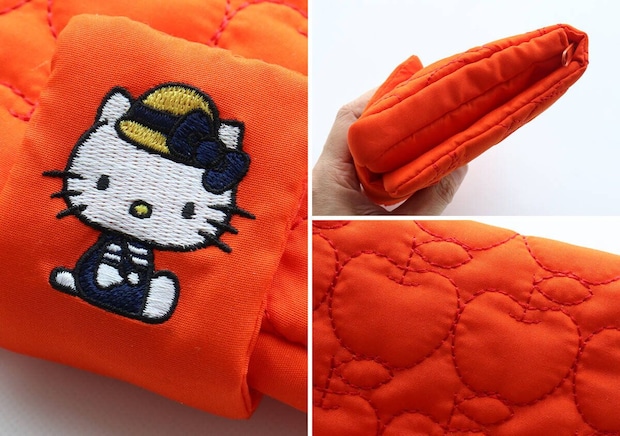 ポーチのキティ刺繍、リンゴキルティング、折り畳んだ状態