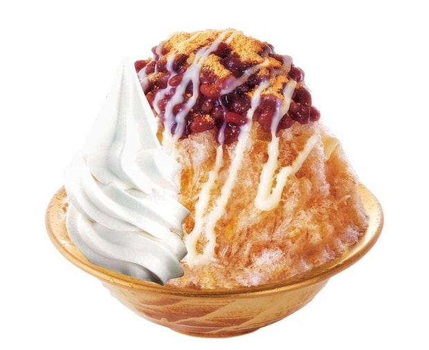 ソフトクリームと黒蜜きなこのぜんざい氷
