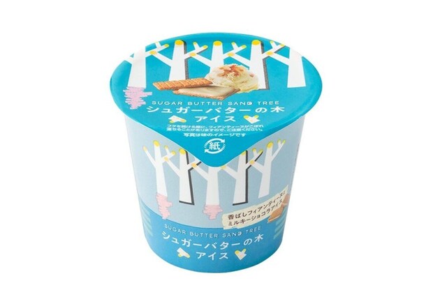 シュガーバターの木アイスのカップの蓋のアップ シュガーバターの木アイスのカップの蓋のアップ