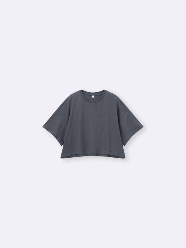グレーのコットンオーバーサイズクロップドTシャツ グレーのコットンオーバーサイズクロップドTシャツ