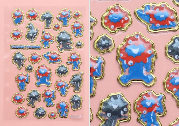 ぷっくり立体クリアシールのシートと拡大写真