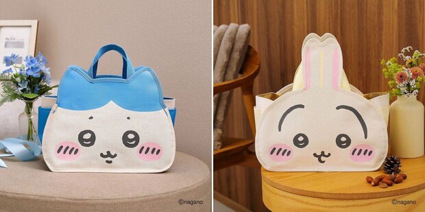 ハチワレとうさぎの顔がデザインされたトートバッグ ハチワレとうさぎの顔がデザインされたトートバッグ