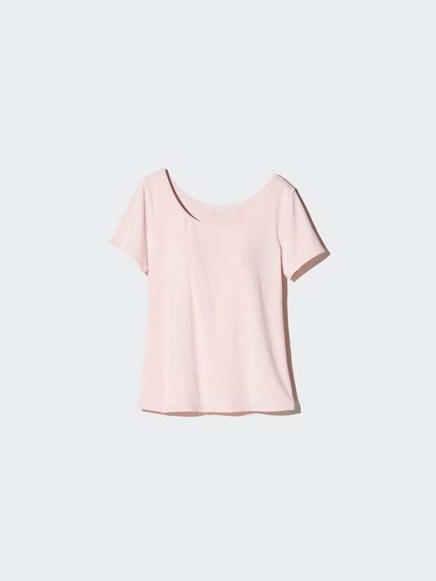 淡いピンク色のエアリズム半袖ブラTシャツ