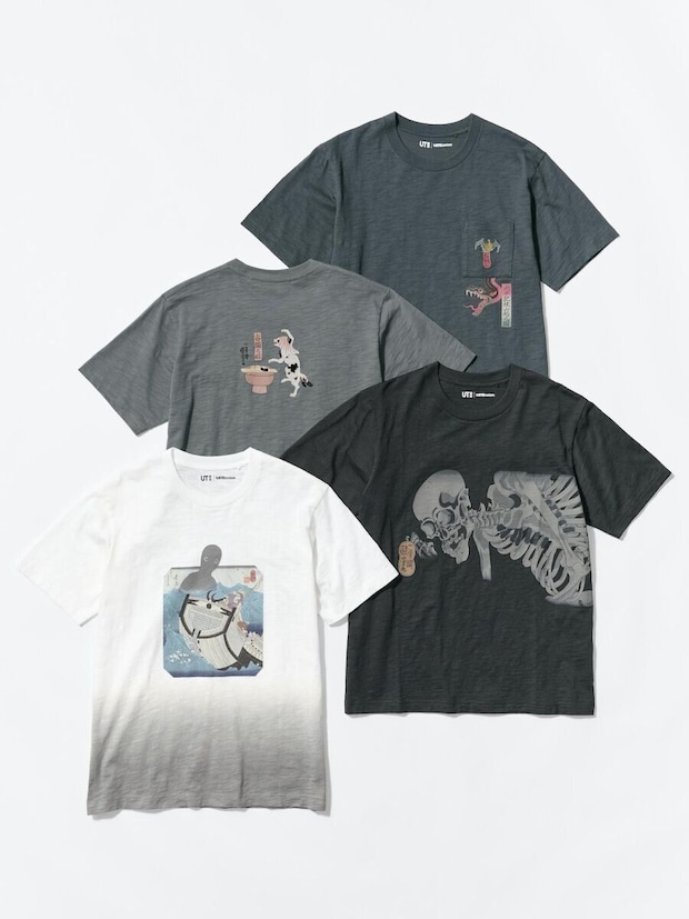 浮世絵ブラックの和モダンTシャツ4枚 浮世絵ブラックの和モダンTシャツ4枚