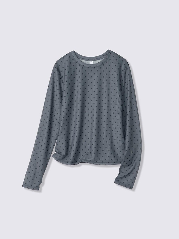 グレーのドット柄シアードットTシャツ