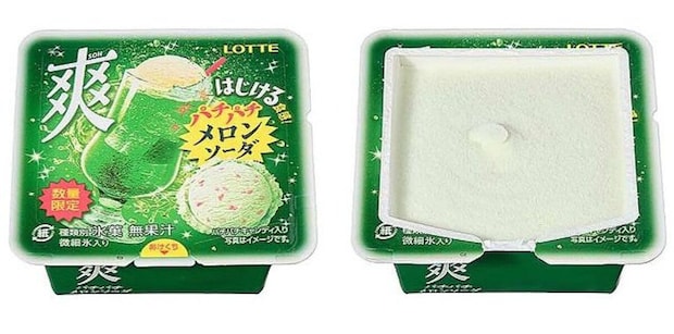 爽 パチパチメロンソーダのパッケージと中身の比較写真