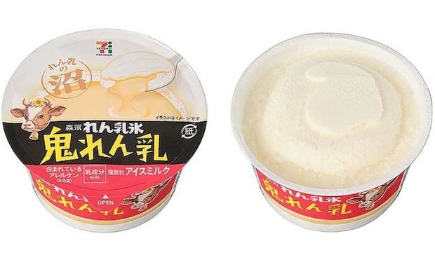 森永れん乳氷 鬼れん乳のパッケージと中身の比較写真